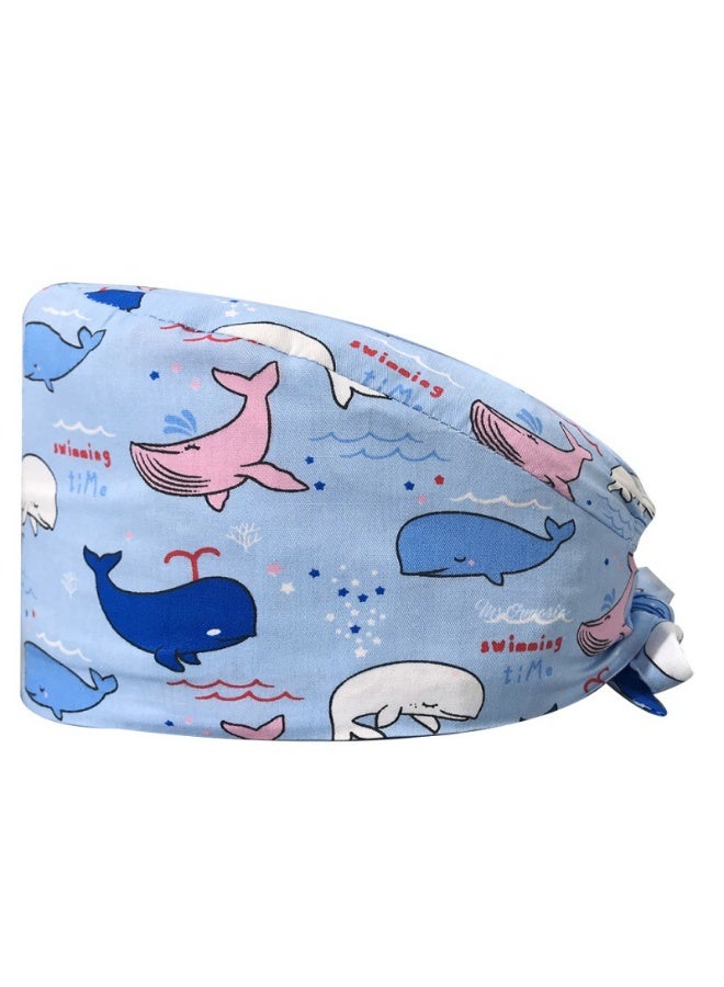 Cartoon Doctor Operating Room Pattern Printed Nursing Head Cap Lab Scrub Pet Hospital Surgical Hat Unisex Dentist Scrub Cap