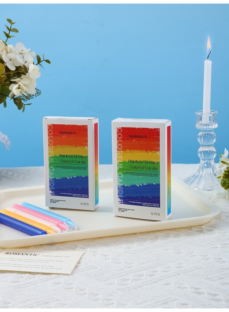 2 Boxes of 12-Color Assorted Colored Candles (24 Count Total) Unscented Colored Candles Mini Taper,13cm-5Inch Tall 0.4 Inch Diameter - Image 4