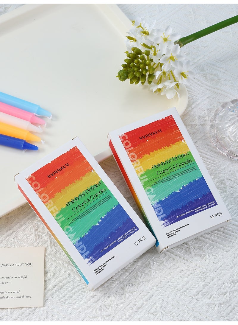 2 Boxes of 12-Color Assorted Colored Candles (24 Count Total) Unscented Colored Candles Mini Taper,13cm-5Inch Tall 0.4 Inch Diameter - Image 3