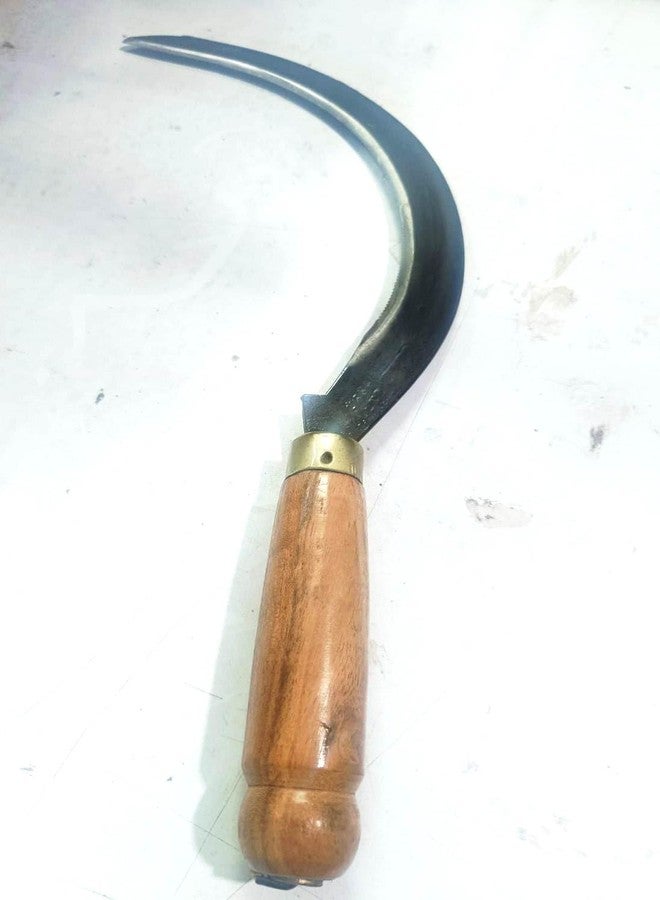TMC Hook Curved Saw/Khurpi with Wooden Handle, Traditional Handsaw Light Weight for Grass, Hand-Powered Tool, Gardening and Agriculture Tool - Image 1