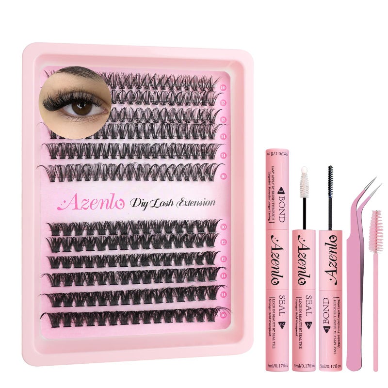 Azenlo Lash Extensions Cluster DIY Lashes 240pcs 30D 80D 10-16mm Eyelash Clusters Individual Lashes Lash Kit Think Band Lash Kit(30D+80D KIT) - Image 1