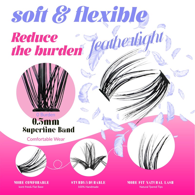Azenlo Lash Extensions Cluster DIY Lashes 240pcs 30D 80D 10-16mm Eyelash Clusters Individual Lashes Lash Kit Think Band Lash Kit(30D+80D KIT) - Image 5