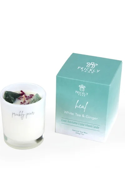 Prickly Pear Prickly Pear 'Heal' Green Aventurine Crystal Candle