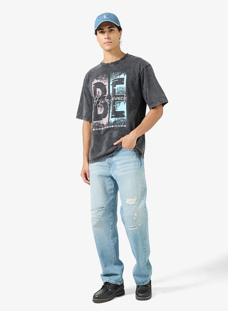 سفنتي فايف تيشيرت مطبوع كبير الحجم - Image 4