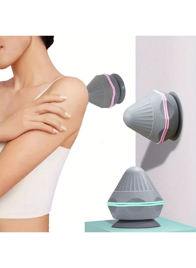كرة تدليك رمادية خضراء للعضلات للظهر والرقبة والكتفين بتصميم كأس شفط قوي - Image 2