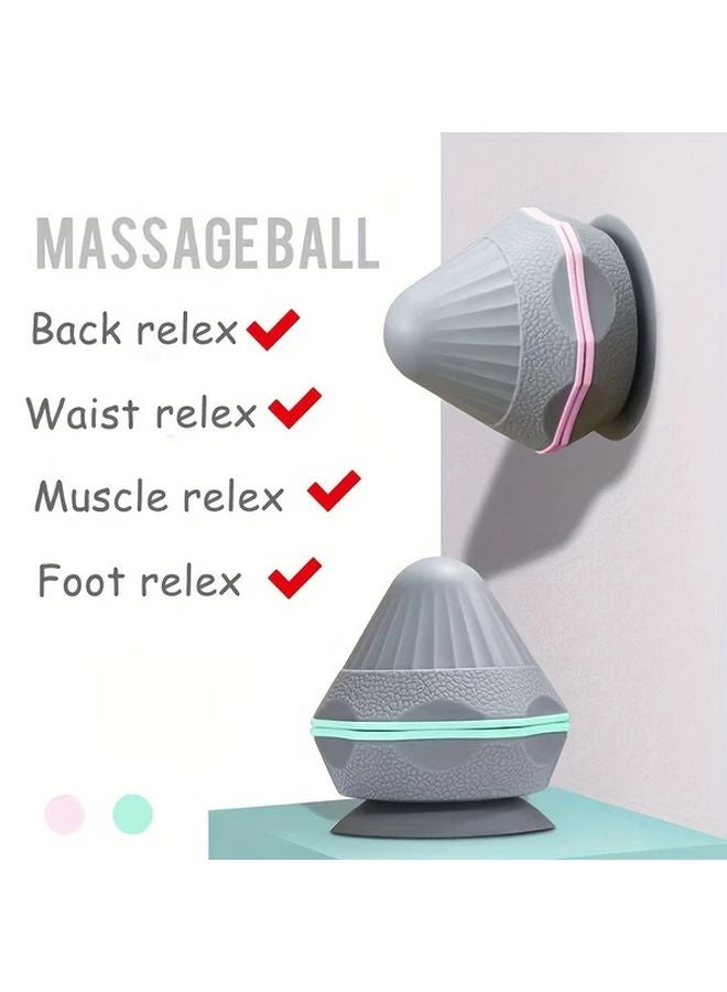 كرة تدليك رمادية خضراء للعضلات للظهر والرقبة والكتفين بتصميم كأس شفط قوي - Image 3