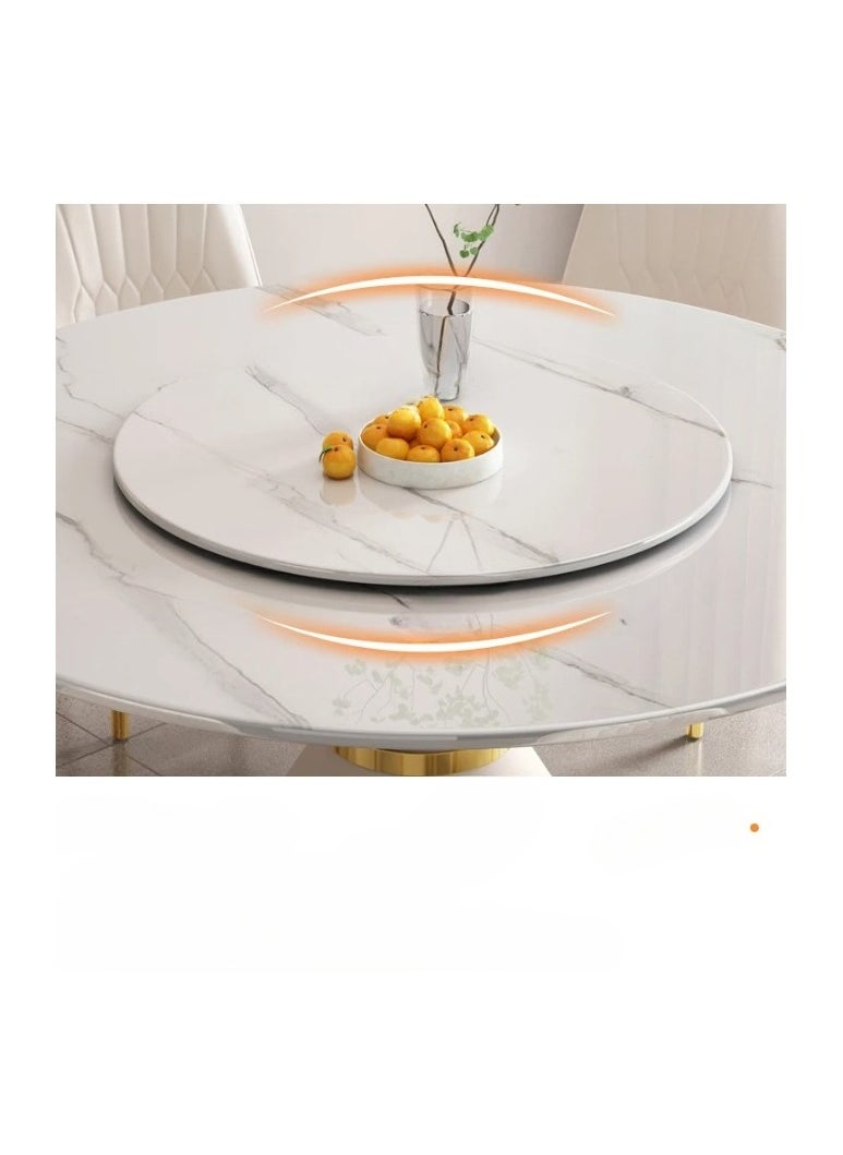 Round Marble Dining Table with Lazy Susan for 4 People, Turntable Round Dining Tables with 4 Chairs Circular Tabletop Kitchen Table for Dining Room Kitchen home.