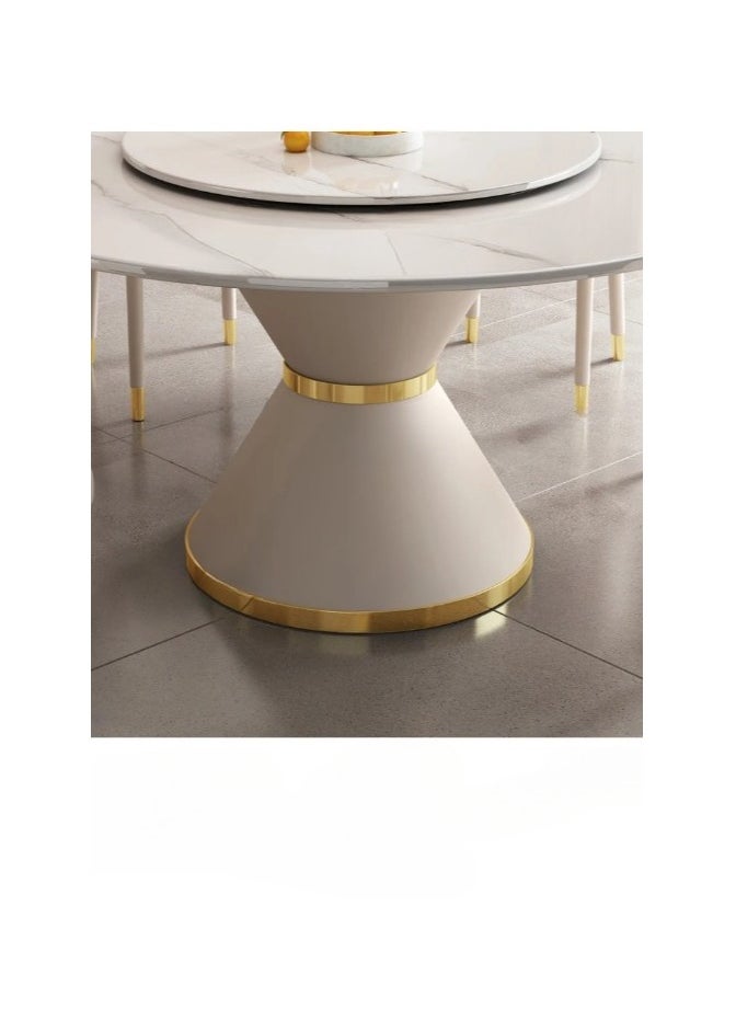 Round Marble Dining Table with Lazy Susan for 4 People, Turntable Round Dining Tables with 4 Chairs Circular Tabletop Kitchen Table for Dining Room Kitchen home.