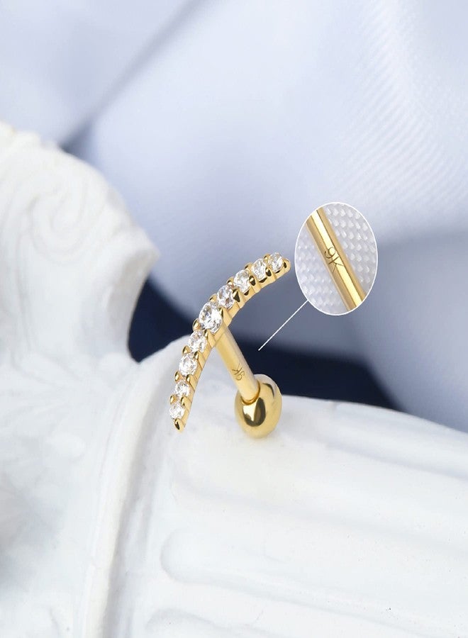 Melighting 16G Helix Earrings 9K Gold Tragus Piercing Jewelry Clear CZ Stud Earring Cartilage Earrings Conch Daith Lobe Piercing for Women Gift - Image 3