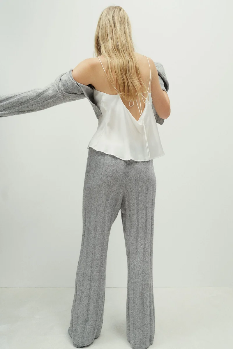 H&M Wool-Blend Rib-Knit Trousers