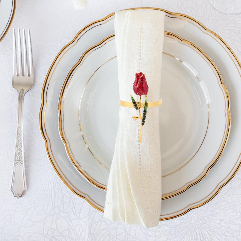 4pcs Rose Napkin For Valentine'S Day Wedding And Banquet Table Decorations Flower Napkin Buckle For Dining Table Settings - Image 5