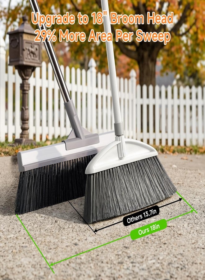 Keyloland 18" Extra Wide Heavy Duty Broom, Aluminum Reinforced Commercial Broom for Driveway and Garage, 60" Adjustable Handle, 29% More Sweeping Area for Concrete, Patios, Decks, Workshops - Image 2