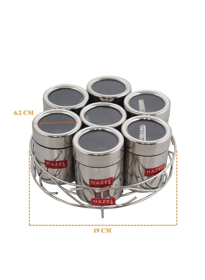HAZEL Stainless Steel Masala Container | Masala Boxes for Kitchen with 7 Spoons | Small Container for Spices | Air Tight Silver Color Box with Glossy Finish, Set of 7 - Image 4