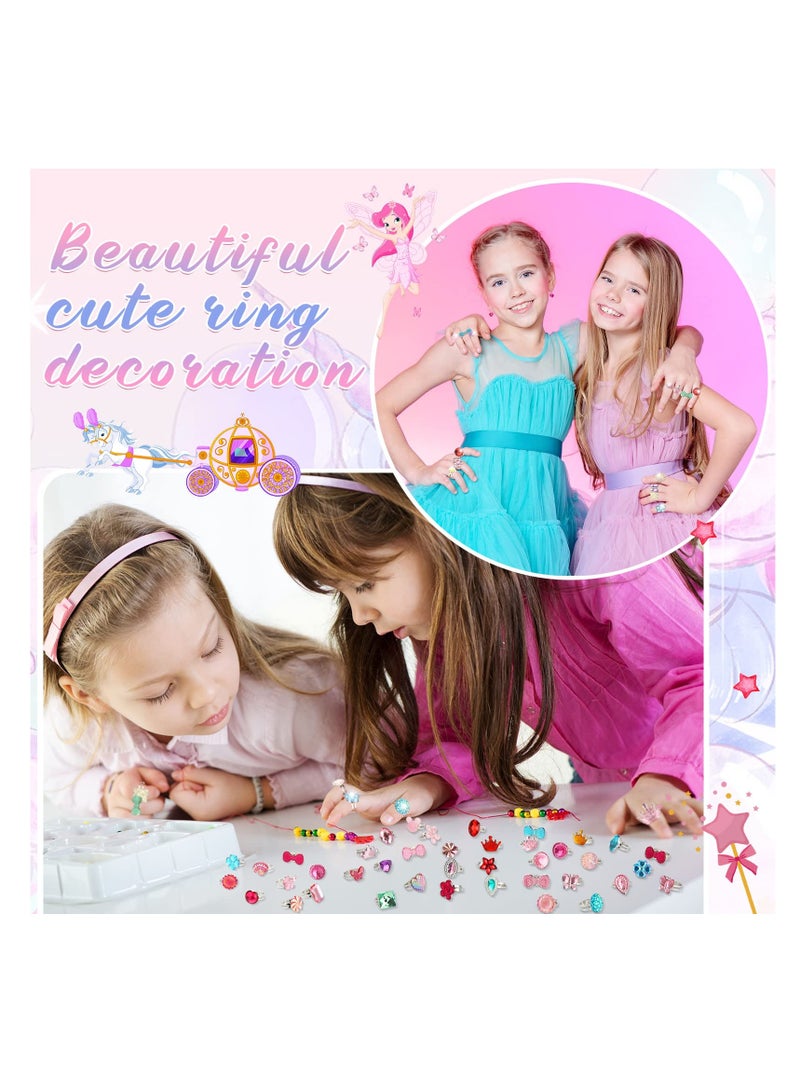SYOSI 200 Pcs Kids Rings Set Fashion Princess Jewelry Rings Adjustable Pretend Play Rings Dress up Rings Assorted Styles Kids Jewelry Rings for Little Girls Toddler for Party Favor Costume Accessories - Image 3