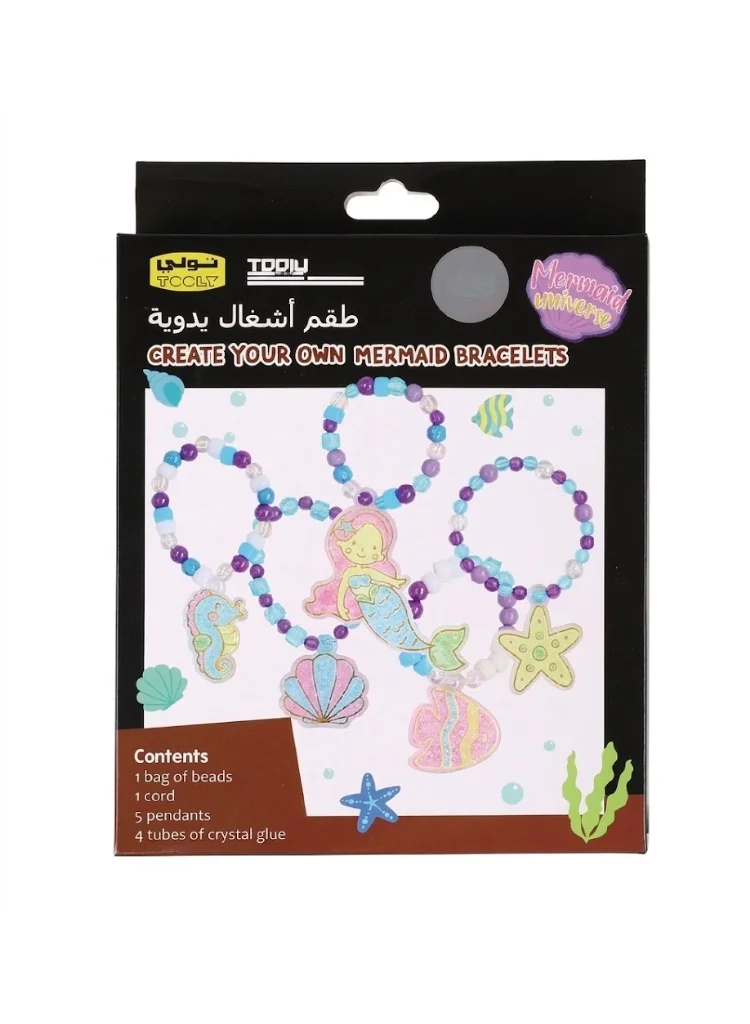 Tooly Kids Craft Create Your Own Mermaid Bracelets DIY Jewelry Making Kit – Multicolored, 11 Pieces