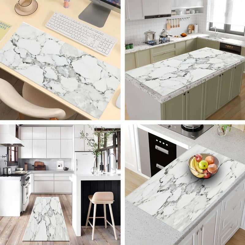 Kitchen Draining Mat 19.69 By 23.62 Inch White And Gray Marble Print Heat Insulation Mat Countertop Decorative Absorbent Placemat For Dining Table Desk Birthday Thanksgiving - Image 4