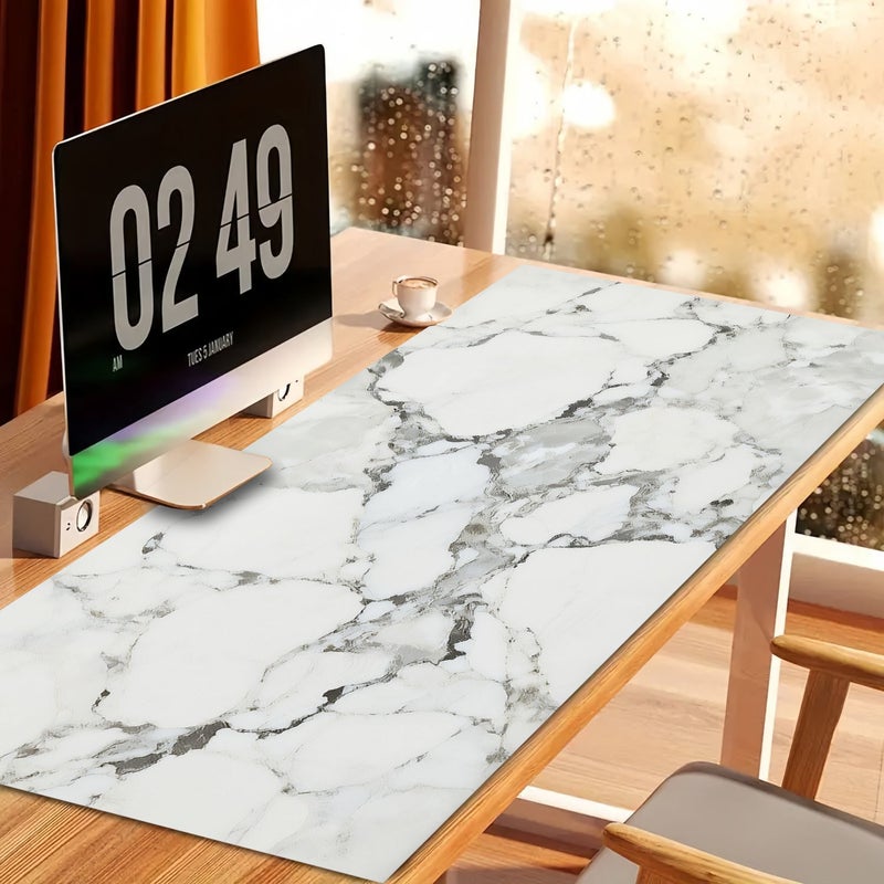 Kitchen Draining Mat 19.69 By 23.62 Inch White And Gray Marble Print Heat Insulation Mat Countertop Decorative Absorbent Placemat For Dining Table Desk Birthday Thanksgiving - Image 1