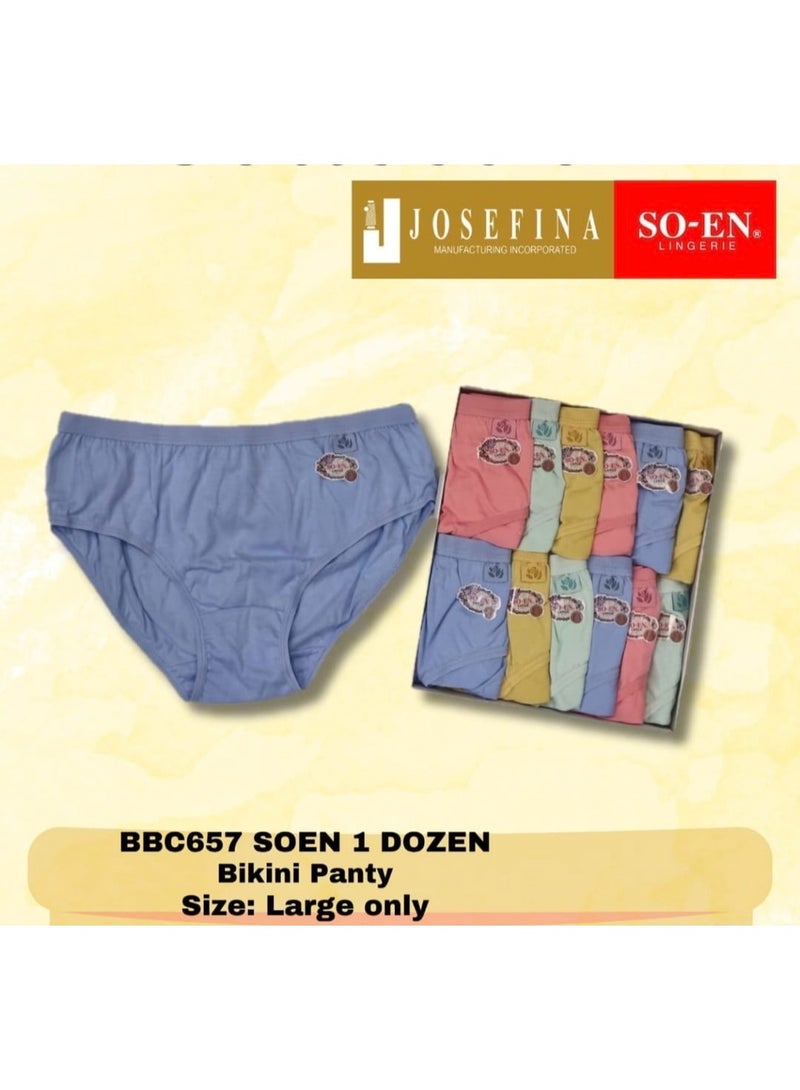 SOEN BBC 12PC BIKINI PANTY PLAIN RANDOM COLOR - Image 2