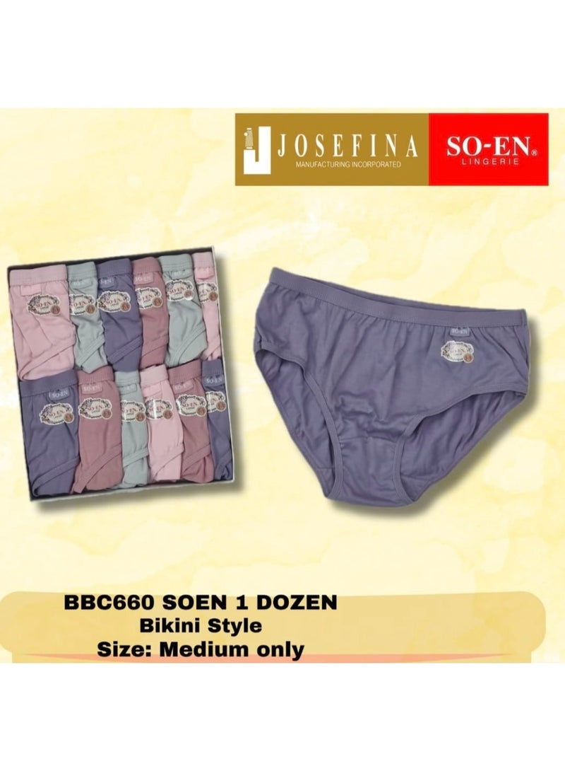 SOEN BBC 12PC BIKINI PANTY PLAIN RANDOM COLOR - Image 3