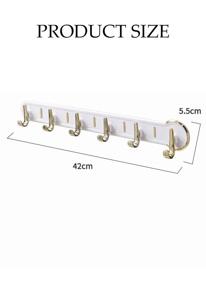 DUNISO Wall Mounted Coat Rack，Row Hook Hanger With 6 Hooks，Storage Organizer Hanger，Sturdy and Durable，for Bedroom Entrance Kitchen Bathroom - Image 2