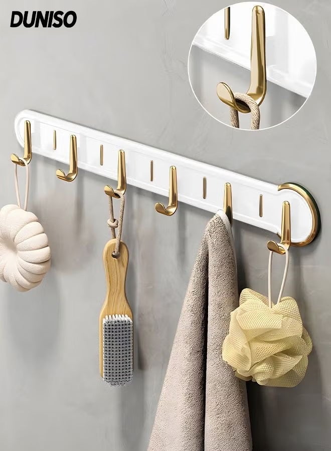 DUNISO Wall Mounted Coat Rack，Row Hook Hanger With 6 Hooks，Storage Organizer Hanger，Sturdy and Durable，for Bedroom Entrance Kitchen Bathroom - Image 1