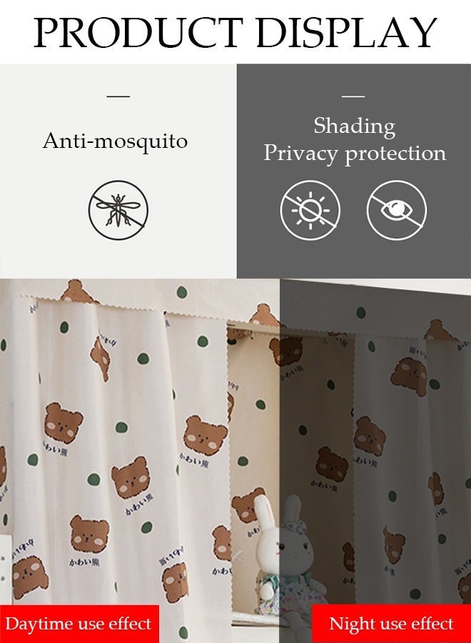 DUNISO ستائر سرير بطابق علوي معتم لغرف النوم الجامعية - غطاء خصوصية للغرفة - ديكور خلفية للصور - ستائر معتمة 3 لوحات مع قمة - Image 4