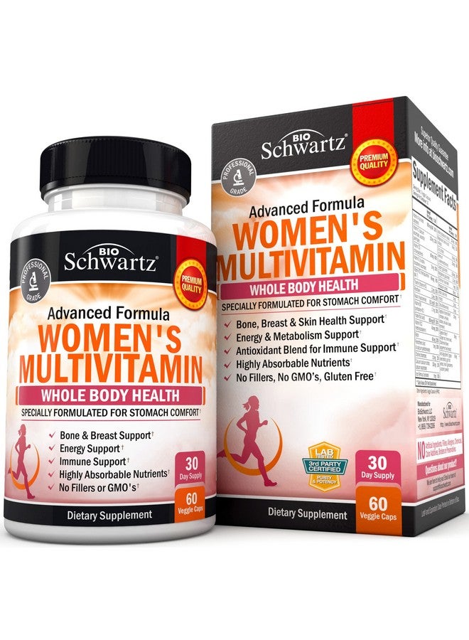 BioSchwartz فيتامينات متعددة للنساء مع فيتامين د3 - فيتامينات متعددة لصحة العظام والثدي والبشرة والمفاصل والطاقة - فيتامينات لدعم المناعة - تعزيز النظام المناعي والدفاع الطبيعي المناعي - مكمل دعم المفاصل - 60 حبة - Image 1