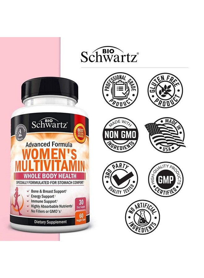 BioSchwartz فيتامينات متعددة للنساء مع فيتامين د3 - فيتامينات متعددة لصحة العظام والثدي والبشرة والمفاصل والطاقة - فيتامينات لدعم المناعة - تعزيز النظام المناعي والدفاع الطبيعي المناعي - مكمل دعم المفاصل - 60 حبة - Image 5