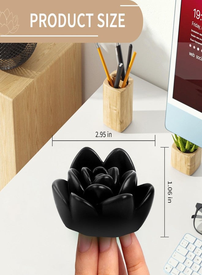 EazziSwitch Cute Black Business Card Holder: Flower Shaped Decorative Desk Display - Image 3