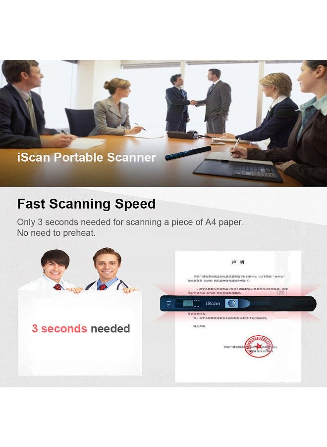 iScan - Portable Scanner Mini Handheld Document Scanner A4 Book Scanner JPG and PDF Format 300/600/900 DPI - Image 1