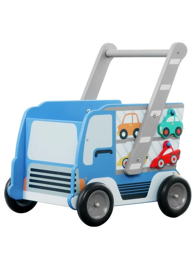 labebe Baby Wooden Learning Walker, 2-In-1 Toddler Push & Pull Toys Stroller Pushing Walker, Infant Sit To Stand Wood Walker Wagon, Transfer Cart Toy For Girls & Boys 1-3 Years Old Kids, Blue - Image 1