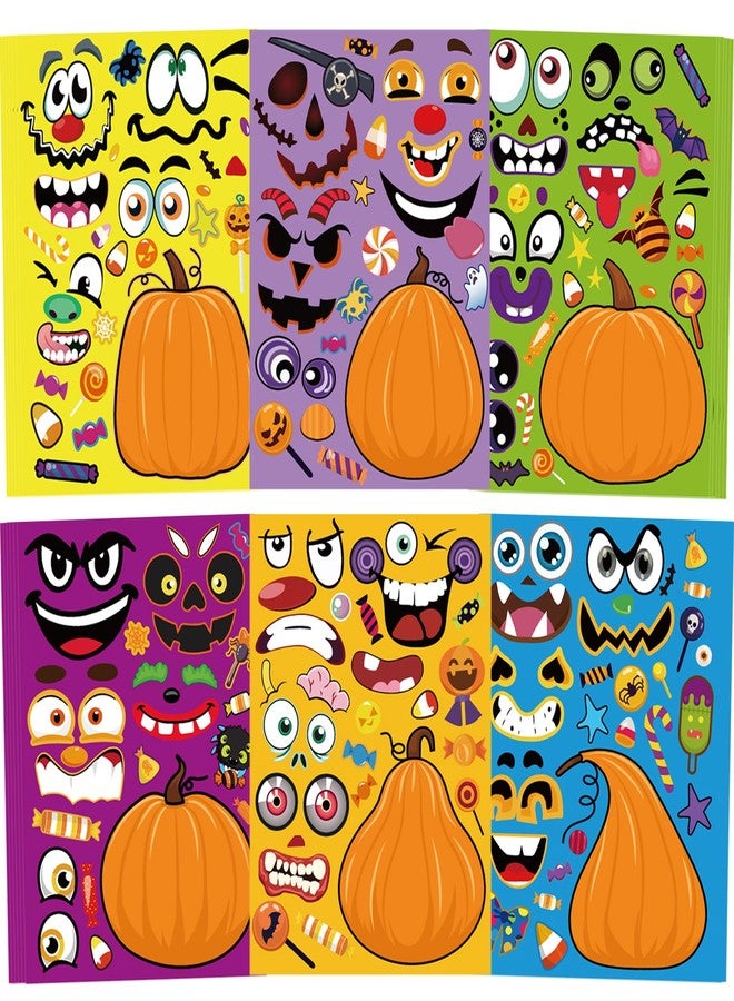 kockuu 36 Sheet Halloween Pumpkin Craft Stickers - DIY Make Your Own Pumpkin Face Party Game Stickers for Kids & Toddlers - Bulk Pack for Halloween Treats & Goody Bag Fillers - Image 1