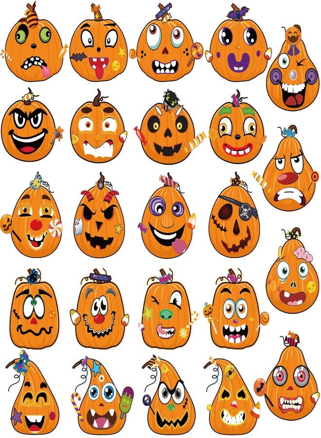 kockuu 36 Sheet Halloween Pumpkin Craft Stickers - DIY Make Your Own Pumpkin Face Party Game Stickers for Kids & Toddlers - Bulk Pack for Halloween Treats & Goody Bag Fillers - Image 2