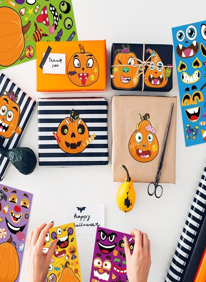 kockuu 36 Sheet Halloween Pumpkin Craft Stickers - DIY Make Your Own Pumpkin Face Party Game Stickers for Kids & Toddlers - Bulk Pack for Halloween Treats & Goody Bag Fillers - Image 4