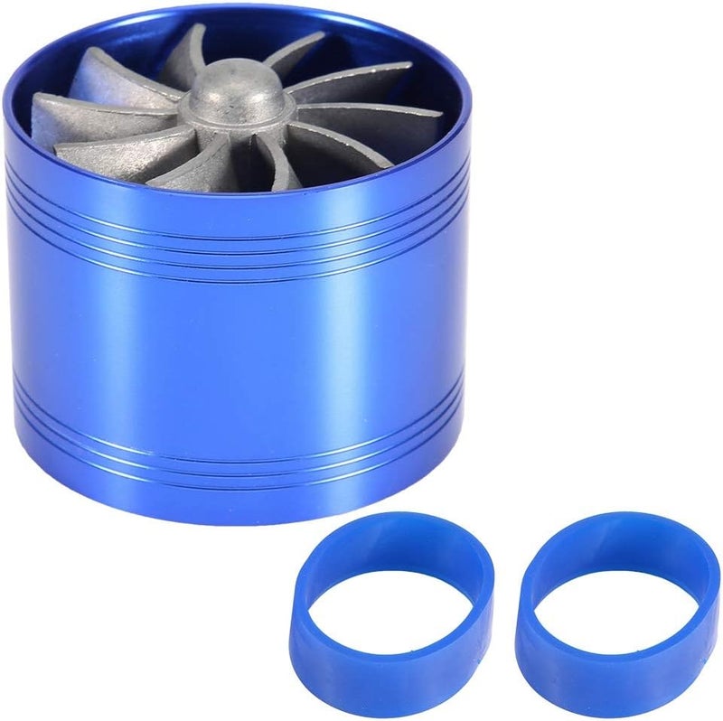 woobles Car Air Intake Turbonator Single Fan Turbine Super Charger Gas Fuel Saver Turbo 64mm(Blue) Blue - Image 1