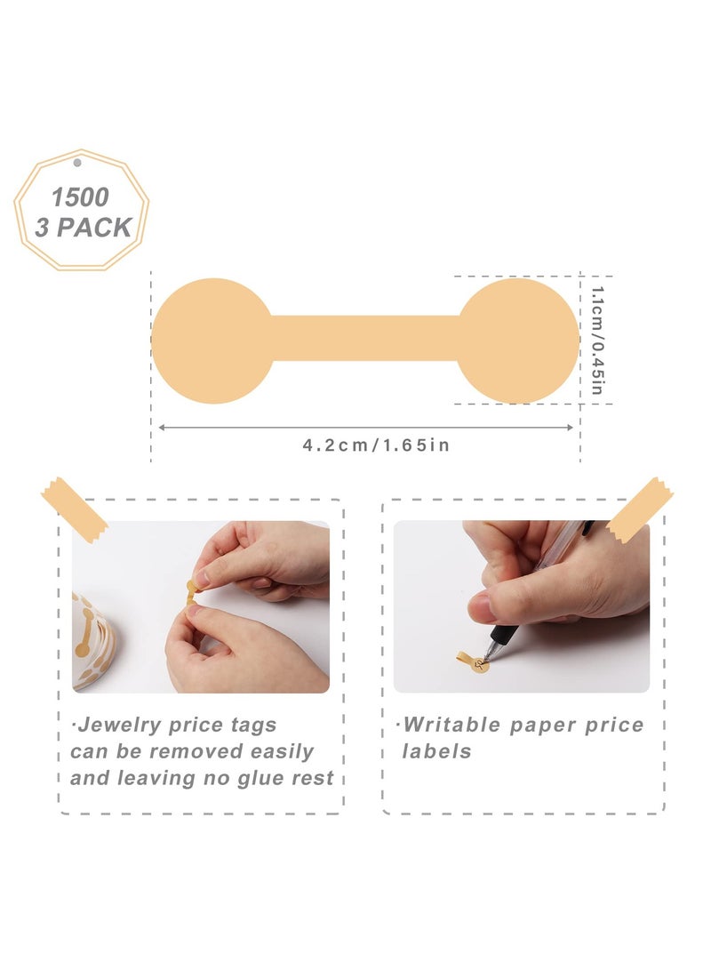 Excefore Jewelry Tags Blank, 1500 pcs Barbell Jewelry Price Tags, Self Adhesive Blank Price Indentification Tags, Jewelry Price Tags Stickers Labels Suitable for Bracelet, Ring, Clothing Display  - Image 2