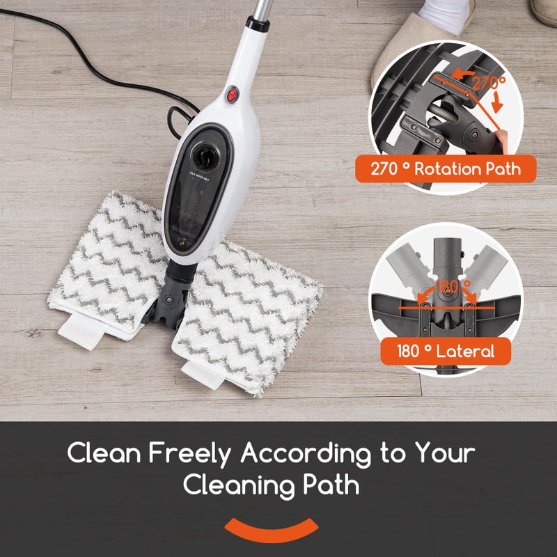 REECOO Steam Mops for Floor Cleaning, Unique Double-Sided Flip Design, 15 Seconds Fast Heatingï¼Œ10-in-1 Steam Cleaner for Kitchen, Living Room Wood Floor Tile Cleaning - Image 4