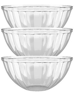 YOLO Clear Plastic Serving Bowls, 3 Liters Set of 3 Packs - Round Disposable Large Plastic Bowl, Punch, Party, Chip Bowl Containers - for Candy, Salads, Parties, & Serving Food - Salad Bowl Dish for Eating  - Image 1