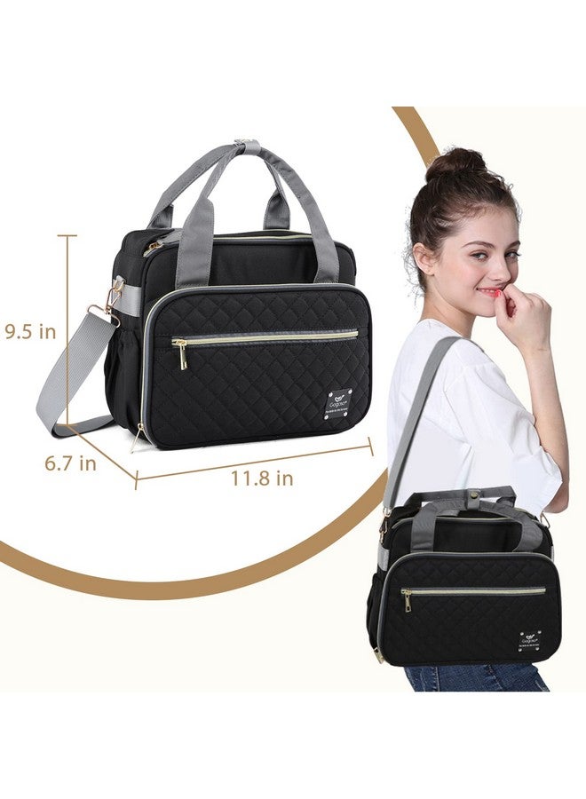 Gogoso GOGOSO Crossbody Small Diaper Bag, Cute Mini Baby Diaper Tote Bags with Insulated Pockets for Traveling Outdoor Parent, Black  - Image 4