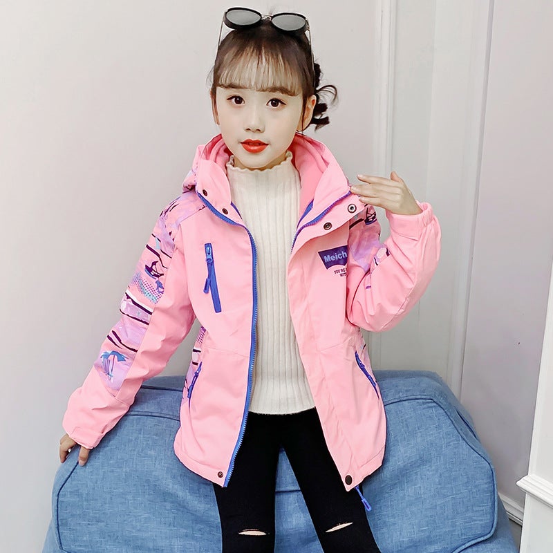 Boys And Girls Jacket Winter Clothing Detachable Three-In-One Thickeneded Foreign Style Children'S Jacket For Middle And Large Children - Image 1
