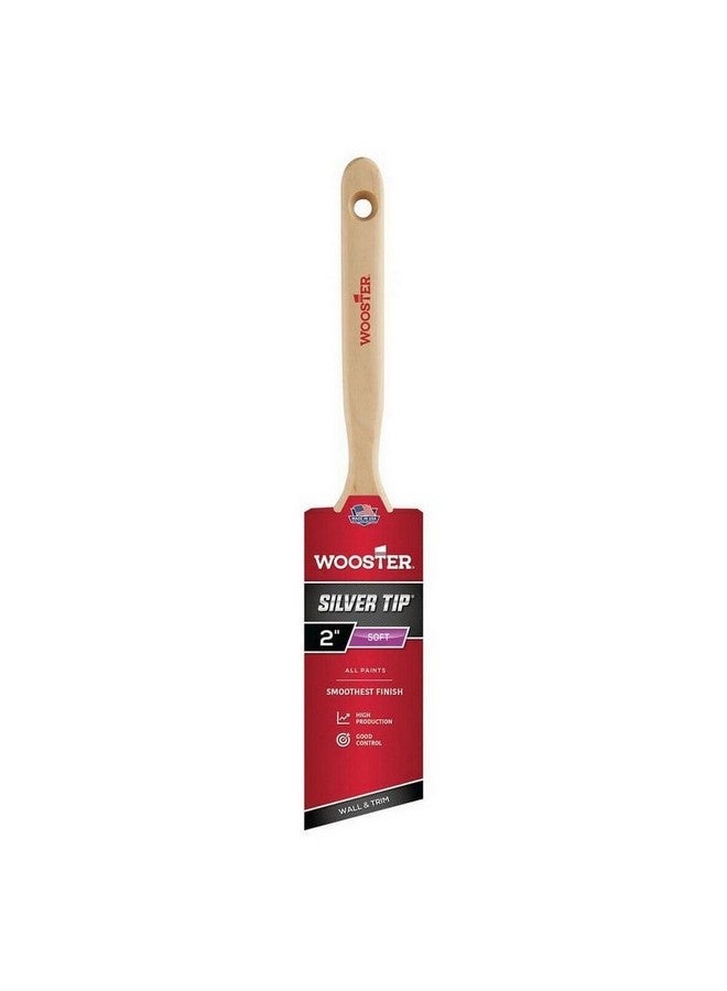 Wooster Silvertip Smoothest Finish Soft Angle Wall Paint Brush Beige and Silver 2 Inch 0052210020 - Image 1
