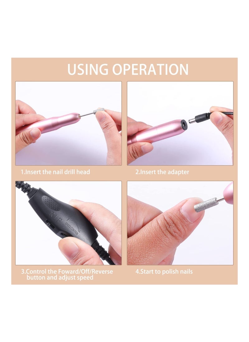 Arabest - Portable Professional Nail Art Electric Nail Drill with 6 Bits and Sanding Belt - Image 1