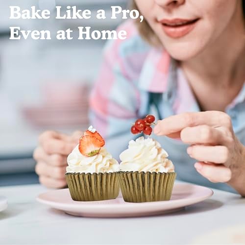 Regency Wraps Greaseproof Professional Grade Baking Cups, Pack of 40, Standard Liners, Gold Matte, for Cupcakes, Muffins, Candy, Non Stick - Image 3