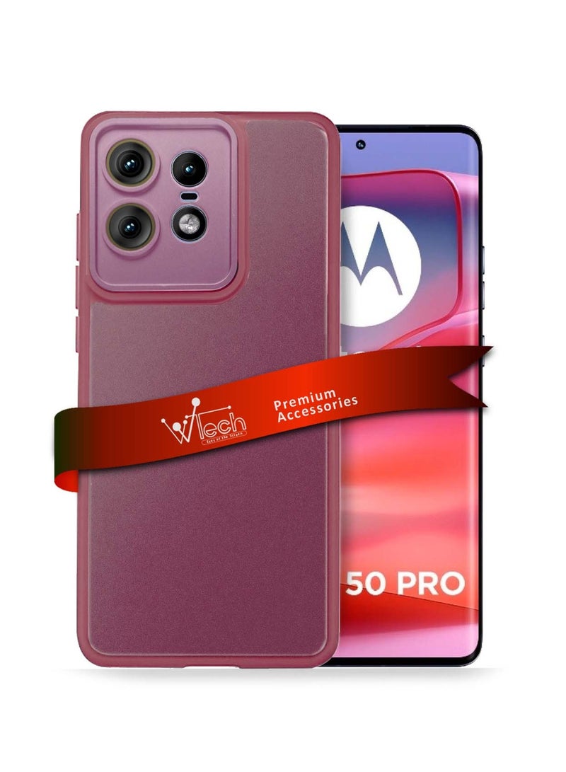 دبليو تيك غطاء حماية من السيليكون الهجين مع غطاء حماية خلفي شفاف لهاتف موتورولا إيدج 50 برو 5G 2024 وردي فوشيا - Image 1