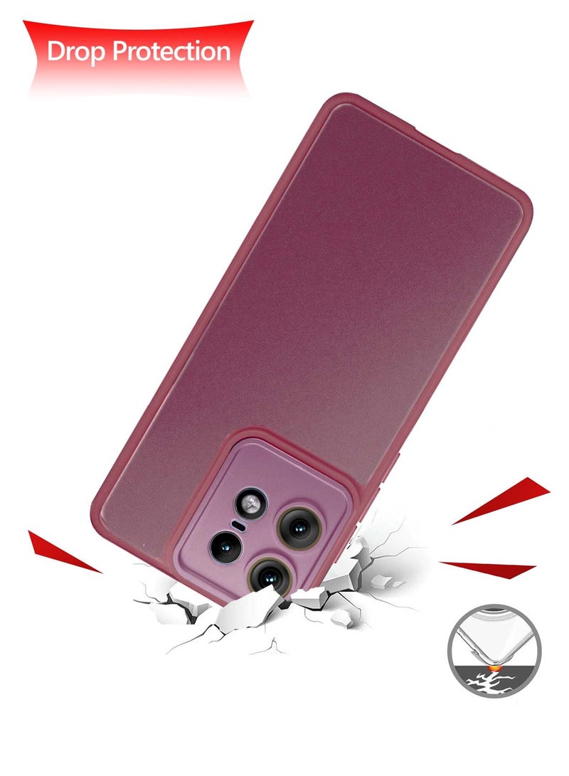 دبليو تيك غطاء حماية من السيليكون الهجين مع غطاء حماية خلفي شفاف لهاتف موتورولا إيدج 50 برو 5G 2024 وردي فوشيا - Image 2