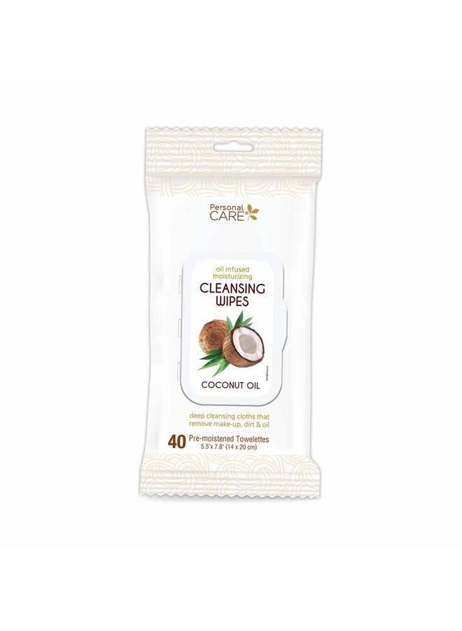 Personal Care Coconut Oil Cleansing Wipes, Makeup Remover and Facial Cleanser for Sensitive Skin, Gentle Exfoliating, Convenient Travel Size, Bulk Value Pack (12 Packs, 40ct 480 Total Wipes) - Image 3