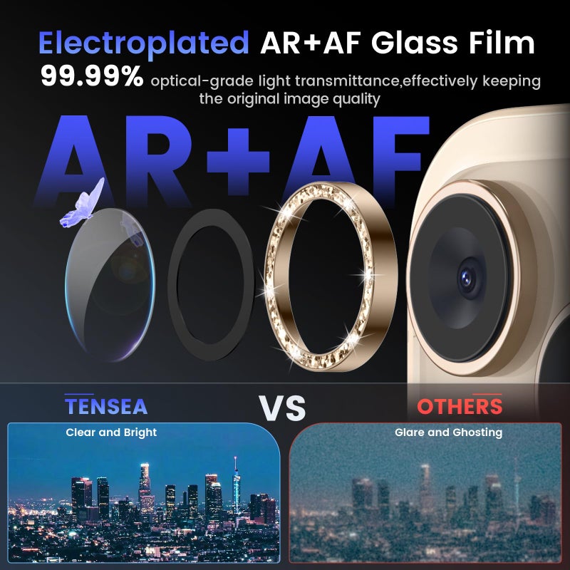 Tensea Camera Lens Protector Compatible for iPhone 16 Pro Max/16 Pro/14 Pro Max/14 Pro, Metal Aluminum Alloy Tempered Glass Cover Camera Screen Protector Accessories, Case Friendly - Image 3