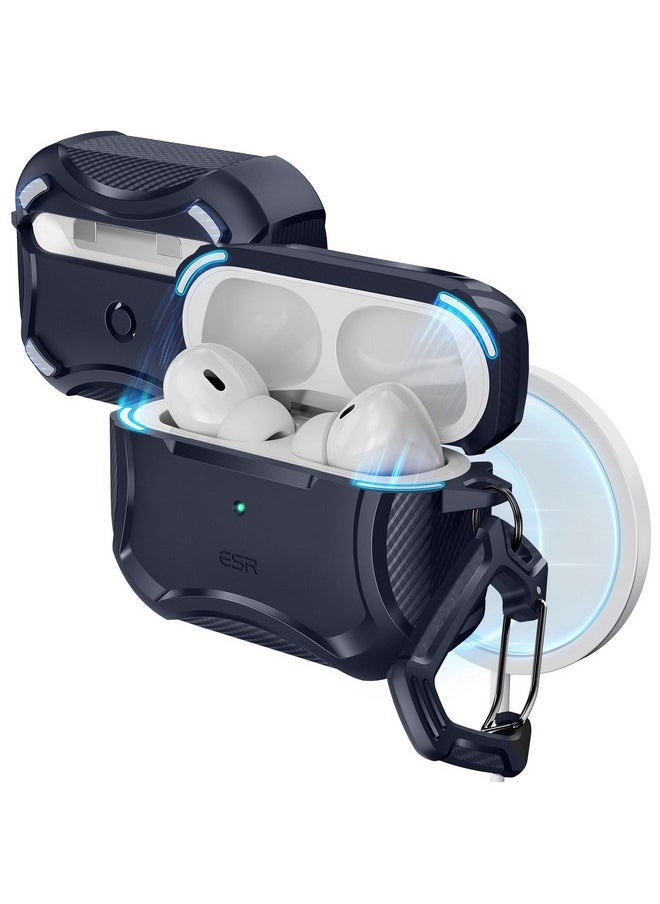 اي اس ار حافظة ESR لسماعات AirPods Pro 2، متوافقة مع MagSafe، شحن لاسلكي HaLolock، حماية قوية من السقوط، TPU، غطاء مغناطيسي متين لسماعات AirPods Pro الجيل الأول/الثاني (2023/2022/2019)، أزرق داكن  - Image 1