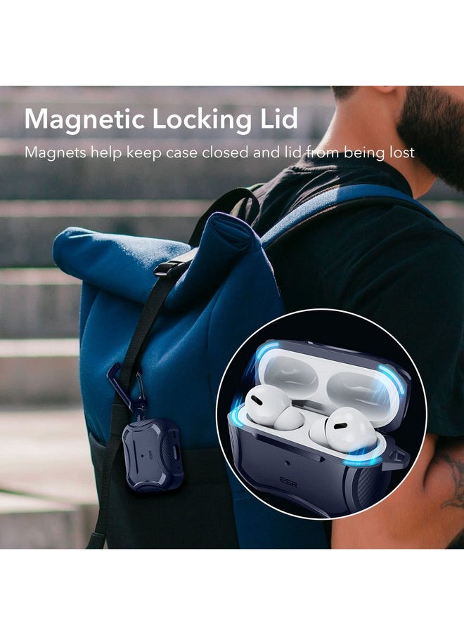 اي اس ار حافظة ESR لسماعات AirPods Pro 2، متوافقة مع MagSafe، شحن لاسلكي HaLolock، حماية قوية من السقوط، TPU، غطاء مغناطيسي متين لسماعات AirPods Pro الجيل الأول/الثاني (2023/2022/2019)، أزرق داكن  - Image 3