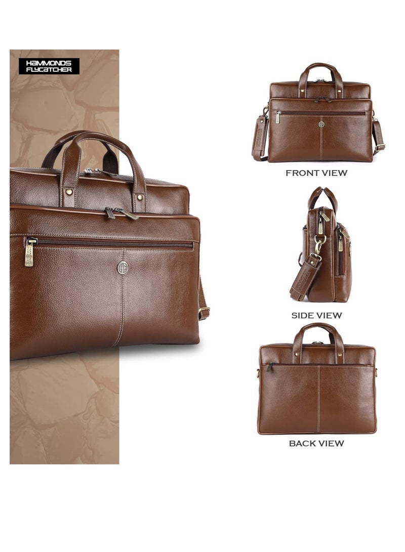  هاموندز فلاي كاتشر حقيبة مكتب جلدية للرجال، حقيبة كمبيوتر محمول أنيقة مقاس 15.6 بوصة للرجال مع مقصورات متعددة، هذه الحقيبة الجلدية للرجال بها حزام قابل للتعديل | الفرشاة | 34FP - Image 5